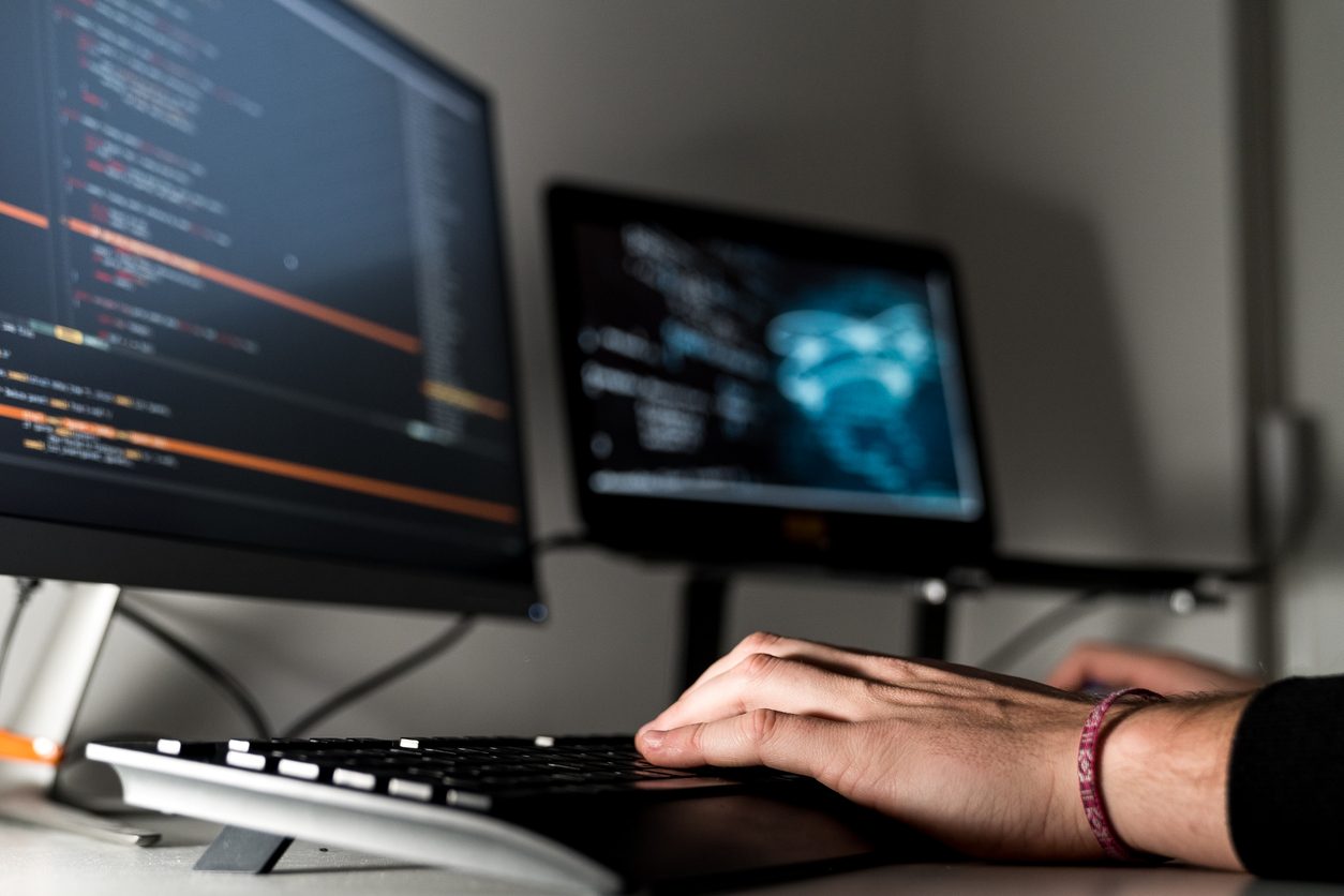 Computer hacker stealing data