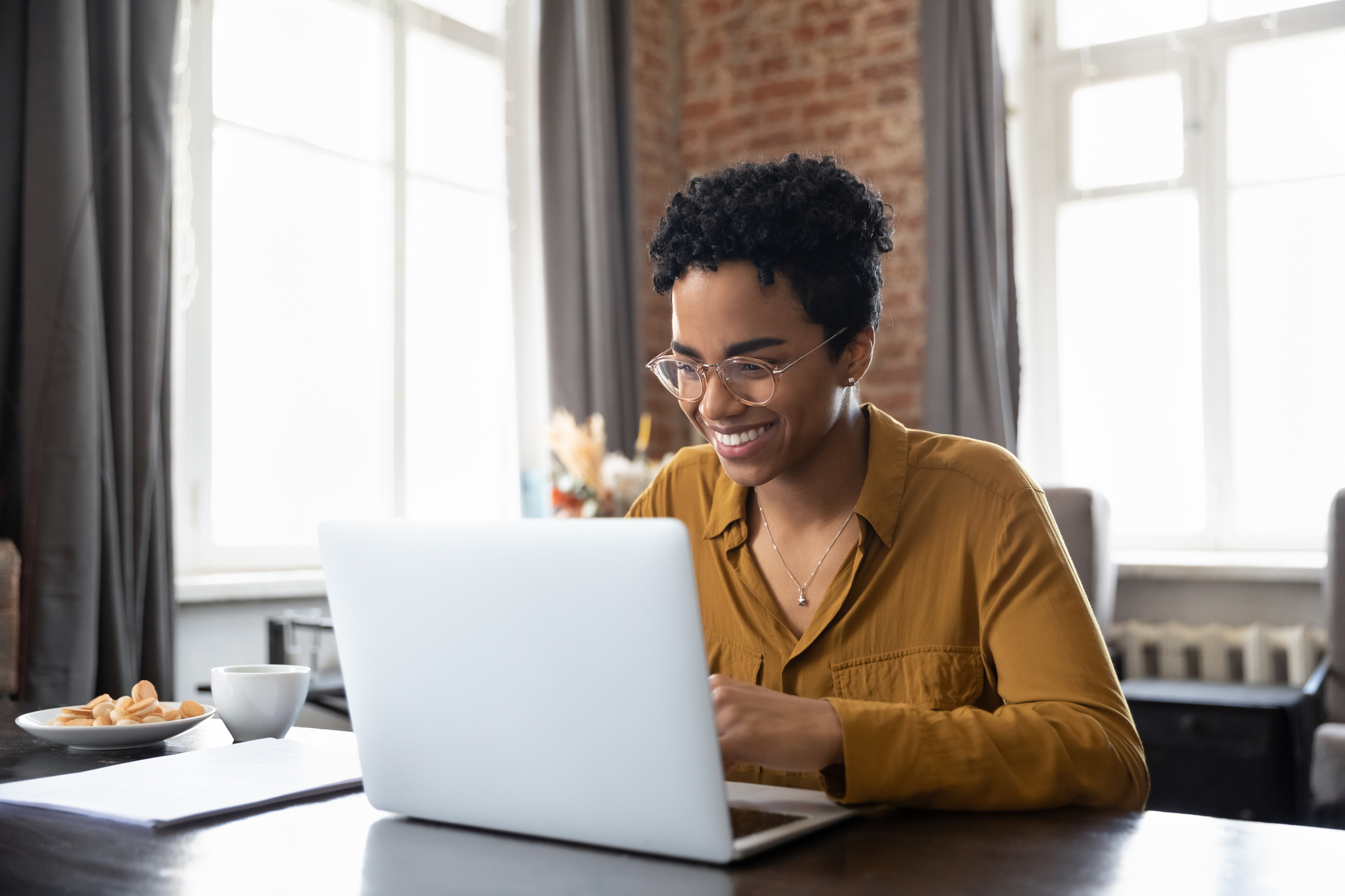 Young woman looking at computer screen